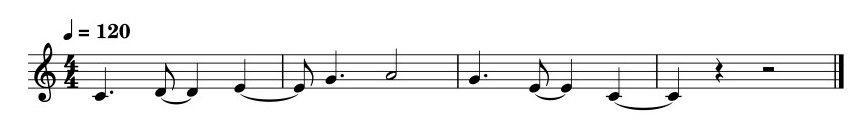 Unedited MuseScore import of our browser-generated MIDI, showing tied notes across barlines